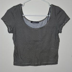 Black and White Striped Crop Top